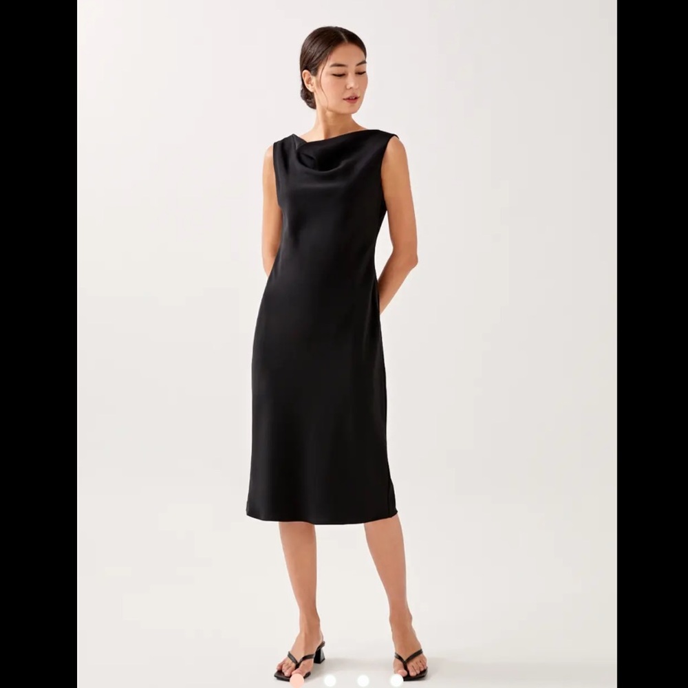 Black cowl neck midi dress